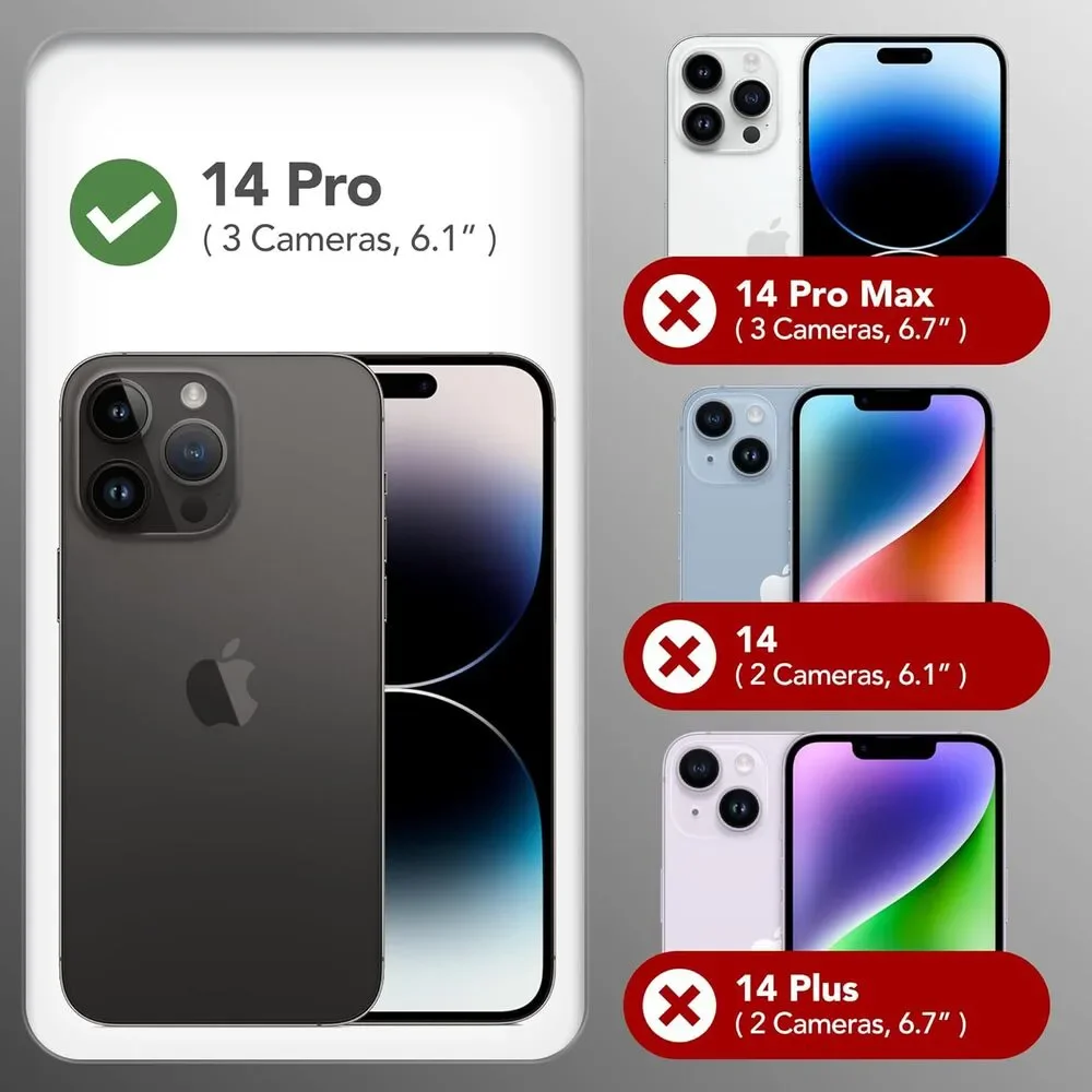 iPhone 14 Pro Case, Compatible w/ Magsafe, 2 Screen & Lens Protectors, White